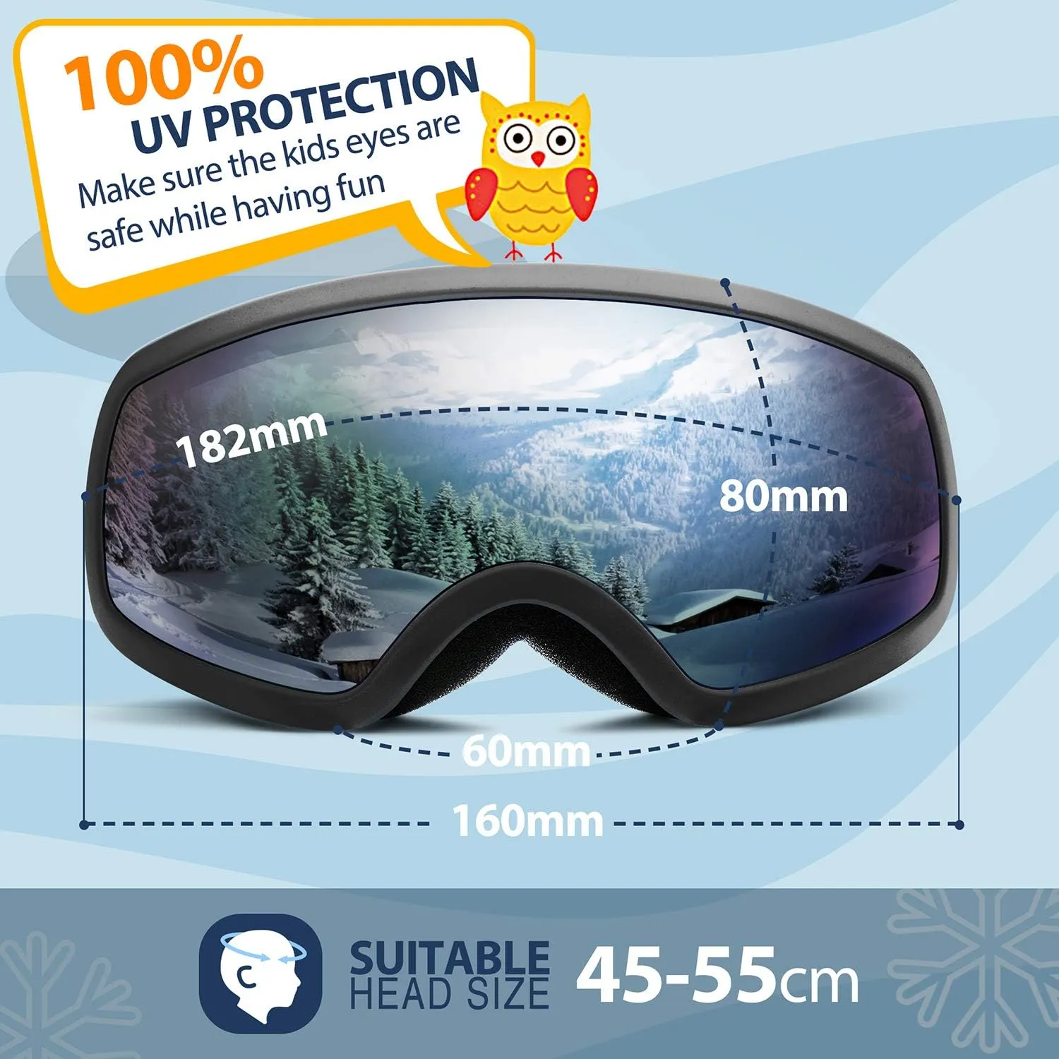 Kids Ski Goggle, Snow Ski Goggles for Kids Youth Teens Boys and Girls from 5-14