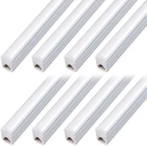 Kihung 8 Pack LED Shop Light 4FT, 20W 2200lm 6500K (Super Bright White), T5 Integrated Fixture with Linkable Shop Light, Corded Electric with Built-in ON/Off Switch
