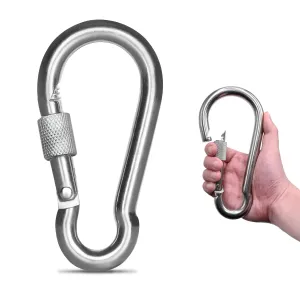 KINLINK 1 Pack Screw Locking Carabiner - 7.00 inch Heavy Duty Carabiner Clips, 304 Stainless Steel Large Caribiner for Camping, Swing, Hammock, Hiking,Weight Lifting Machine, Home Gym Equipment