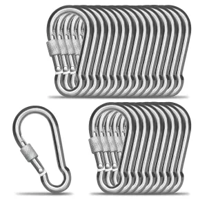 KINLINK 25 Pack Screw Locking Carabiner, 2.36 inch Heavy Duty Carabiner Clips, 304 Stainless Steel Small Caribeener Clips, Caribiniers for Outdoor Camping, Swing, Hammock, Hiking, Quick Link