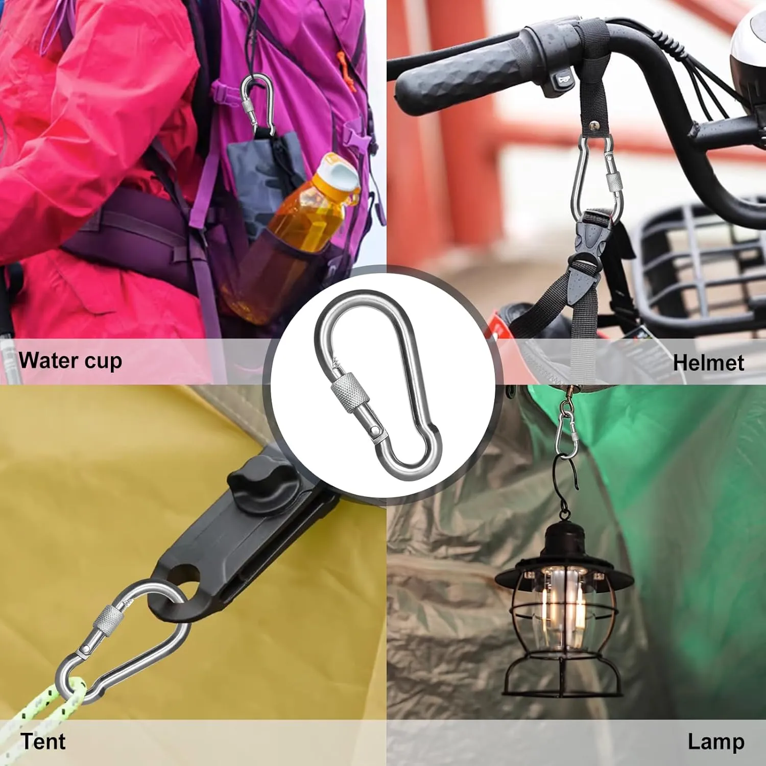 KINLINK 25 Pack Screw Locking Carabiner, 2.36 inch Heavy Duty Carabiner Clips, 304 Stainless Steel Small Caribeener Clips, Caribiniers for Outdoor Camping, Swing, Hammock, Hiking, Quick Link