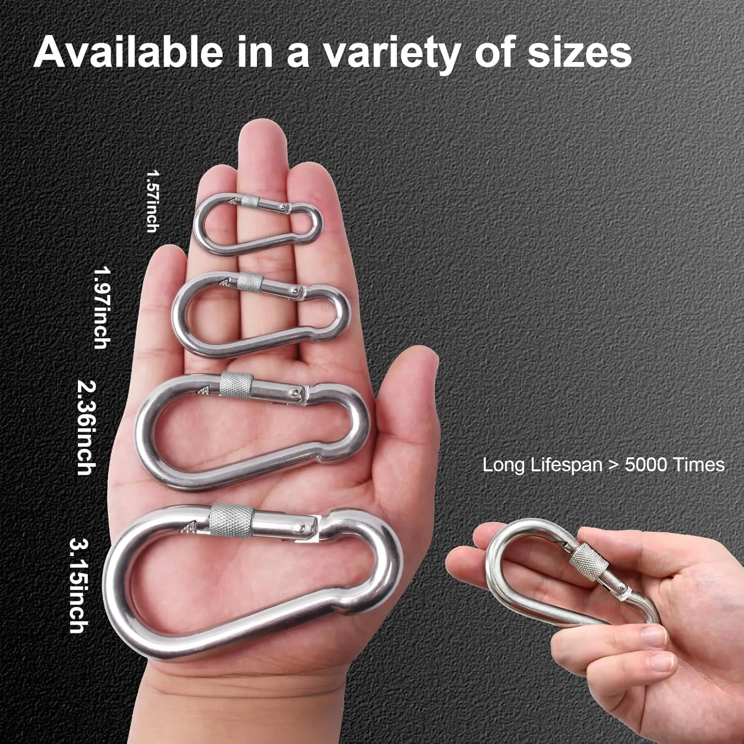 KINLINK 25 Pack Screw Locking Carabiner, 2.36 inch Heavy Duty Carabiner Clips, 304 Stainless Steel Small Caribeener Clips, Caribiniers for Outdoor Camping, Swing, Hammock, Hiking, Quick Link
