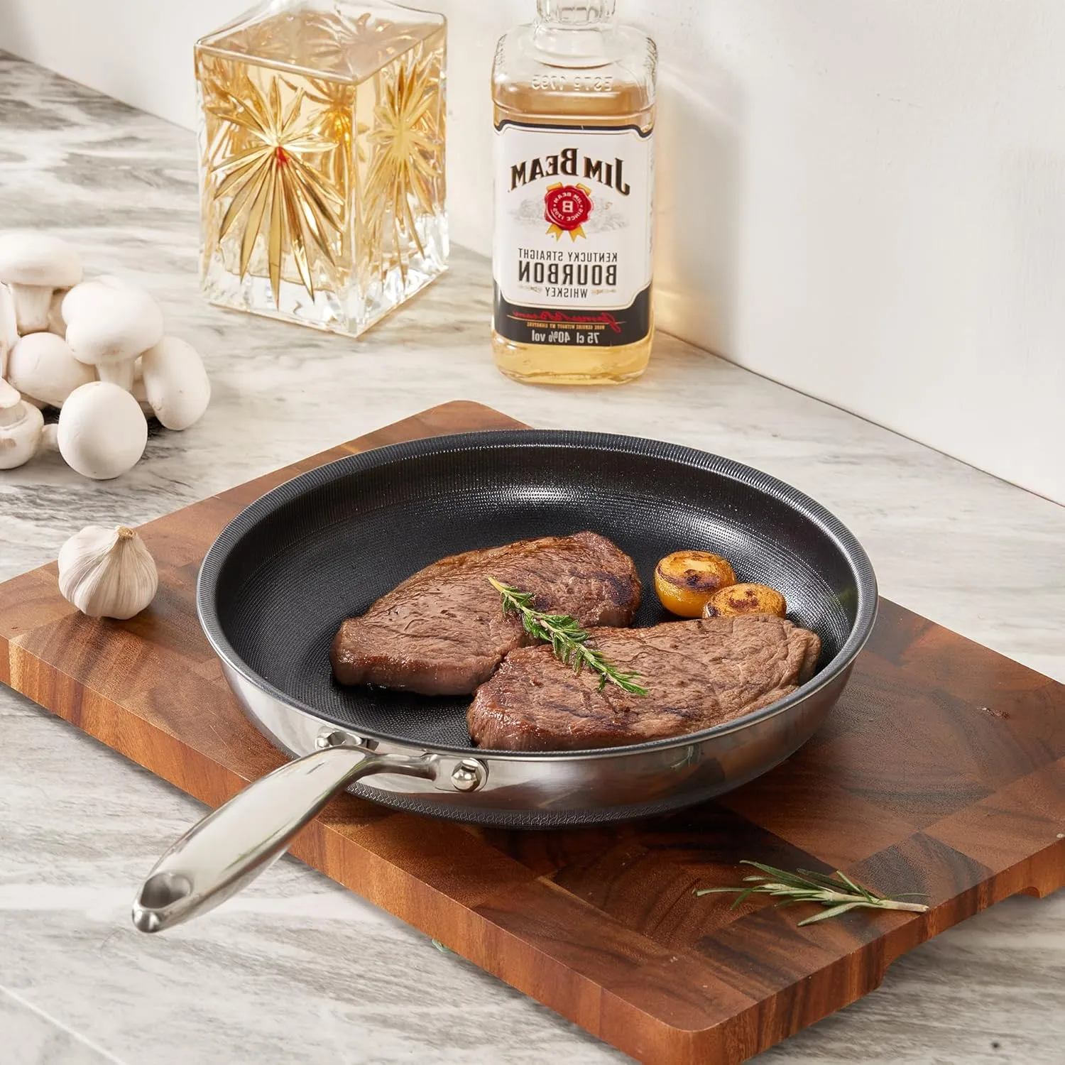 KITEXPERT Non Stick Frying Pans Set - 3 Piece (8, 10, 12") Titanium Ceramic Pan with Lids, Nonstick Skillet Stainless Steel, PFAS PFOA & PTFE Free, Dishwasher & Oven Safe, All Cooktops Compatible