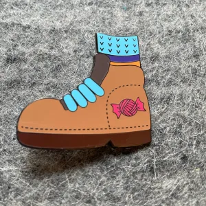 Knitted Wit Hiking Boot Enamel Pin