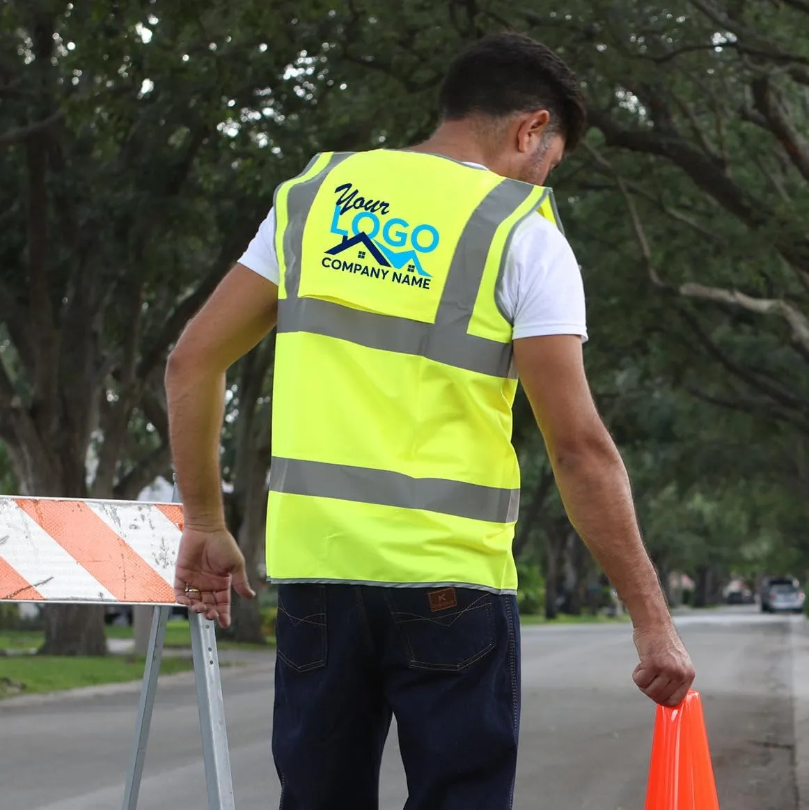 Kolossus Custom Safety Vest, High Visibility Reflective - Customized your Logo - Yellow - Orange - Protective Workwear