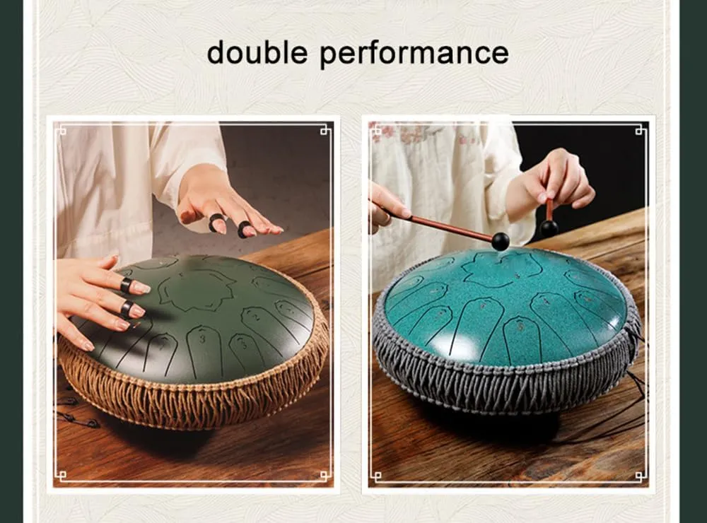 Konrisa Steel Tongue Drum Percussion Instruments, 13 Inch 15 Notes C Major Steel Drum Musical for Meditation Yoga Zen, Hand Pan Drums Instruments C Major with Drum Mallets and Carry Bag (Navy)