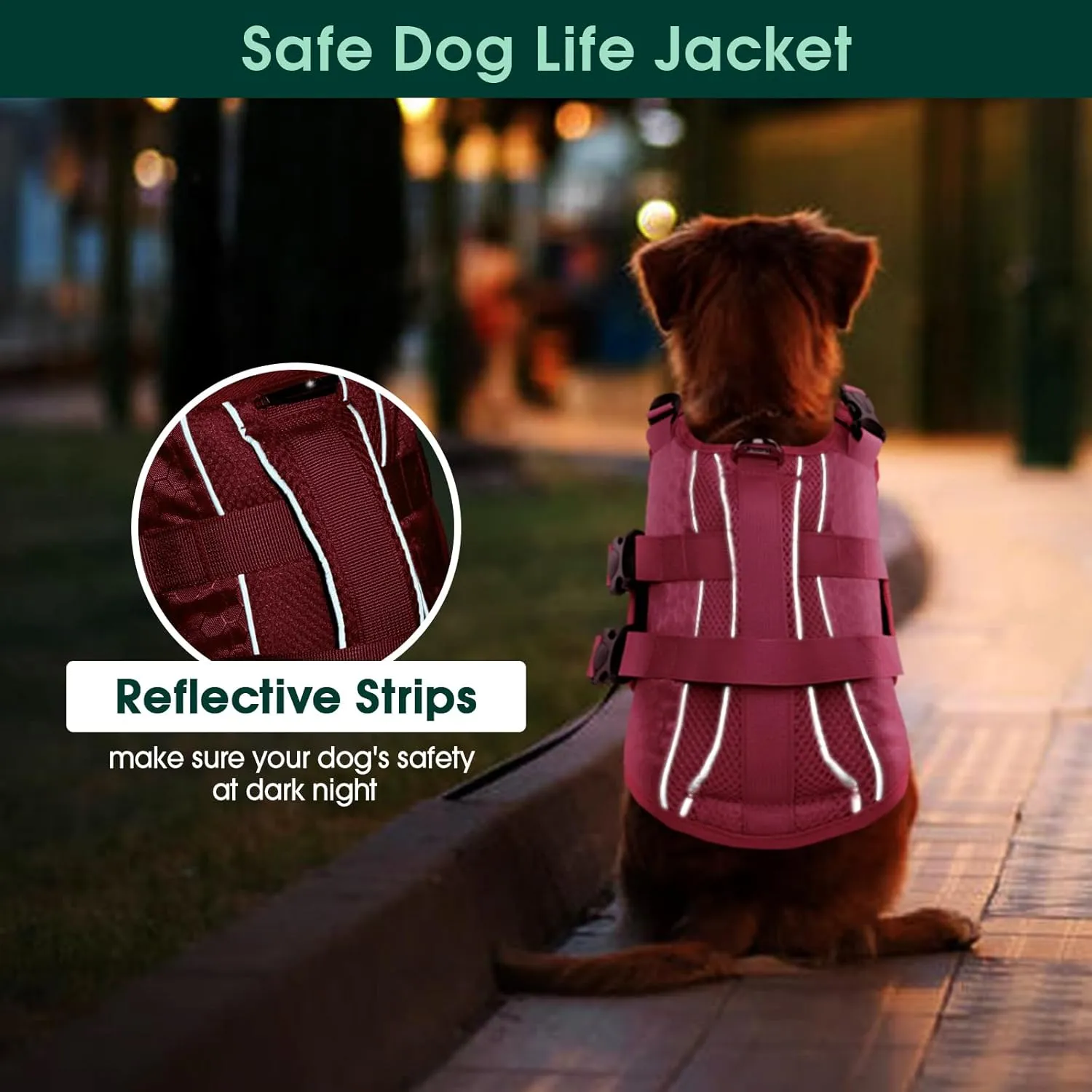 Kuoser Dog Life Jacket High Flotation, Reflective Dogs Life Vest for Swimming Boating, Adjustable Small Medium Large Dog lifejacket, Lightweight Dogs Life Preserver Rescue Handle Spring Summer Pool