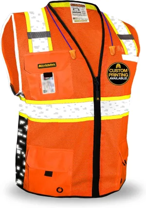KwikSafety - Charlotte, NC - BIG KAHUNA DIGITAL Safety Vest [LIMITED EDITION] Class 2 ANSI OSHA Reflective Hi Vis Heavy Duty Surveyor Construction Industrial Work Gear/Orange XL