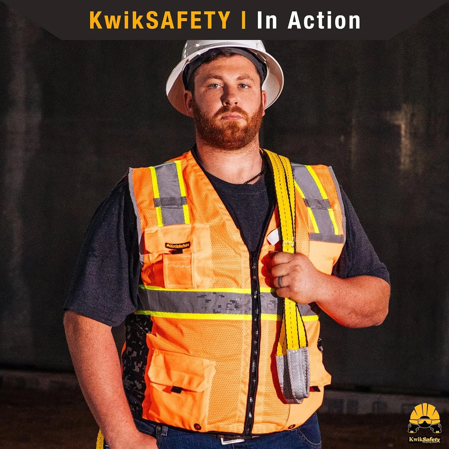 KwikSafety - Charlotte, NC - BIG KAHUNA DIGITAL Safety Vest [LIMITED EDITION] Class 2 ANSI OSHA Reflective Hi Vis Heavy Duty Surveyor Construction Industrial Work Gear/Orange XL