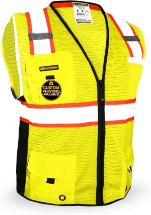 KwikSafety - Charlotte, NC - BIG KAHUNA Safety Vest [11 Pockets] Class 2 ANSI OSHA Reflective High Visibility Heavy Duty Surveyor Construction Lightweight Industrial Work Gear/Yellow XL