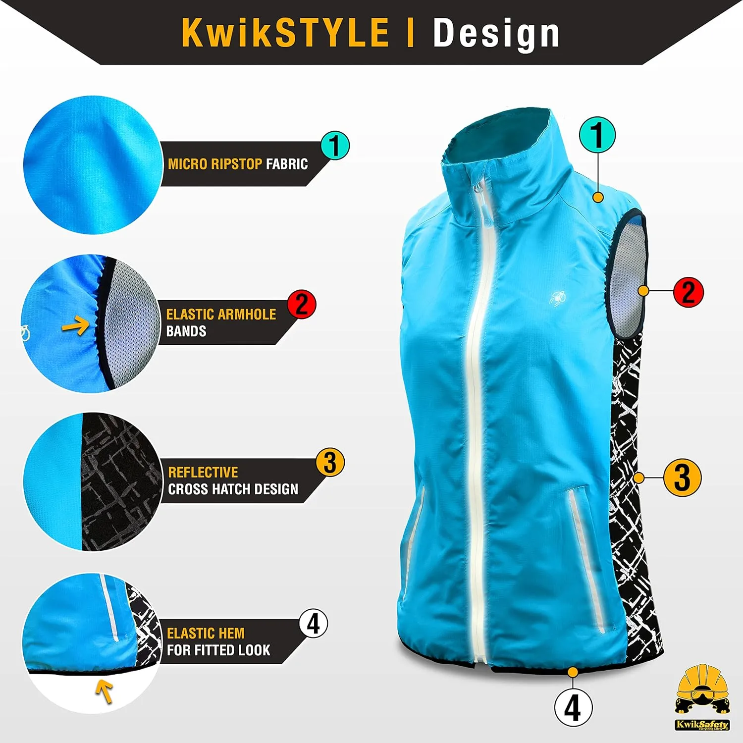 KwikSafety - Charlotte, NC - FIREFLY Women's Athletic Safety Vest | High Visibility Running Cycling Sleeveless Jacket