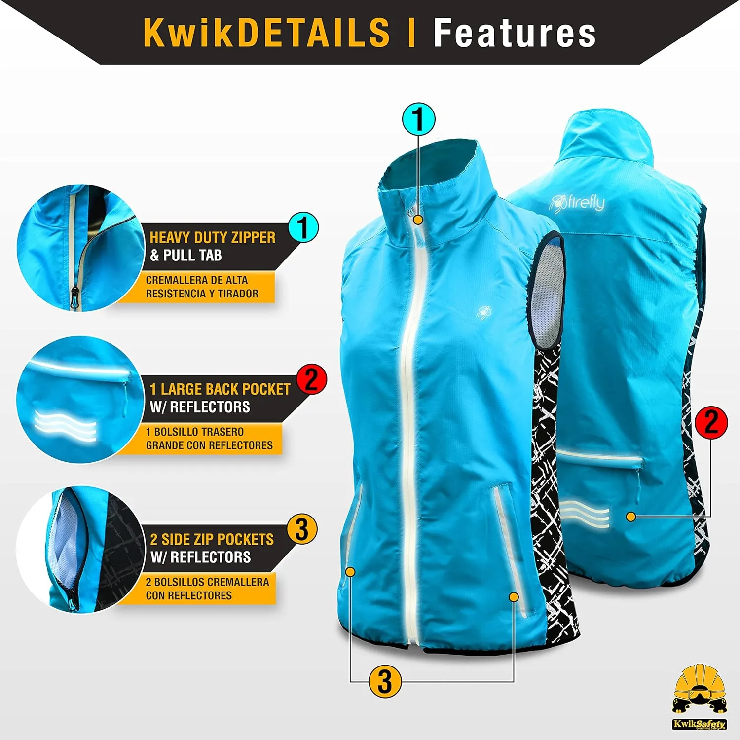 KwikSafety - Charlotte, NC - FIREFLY Women's Athletic Safety Vest | High Visibility Running Cycling Sleeveless Jacket