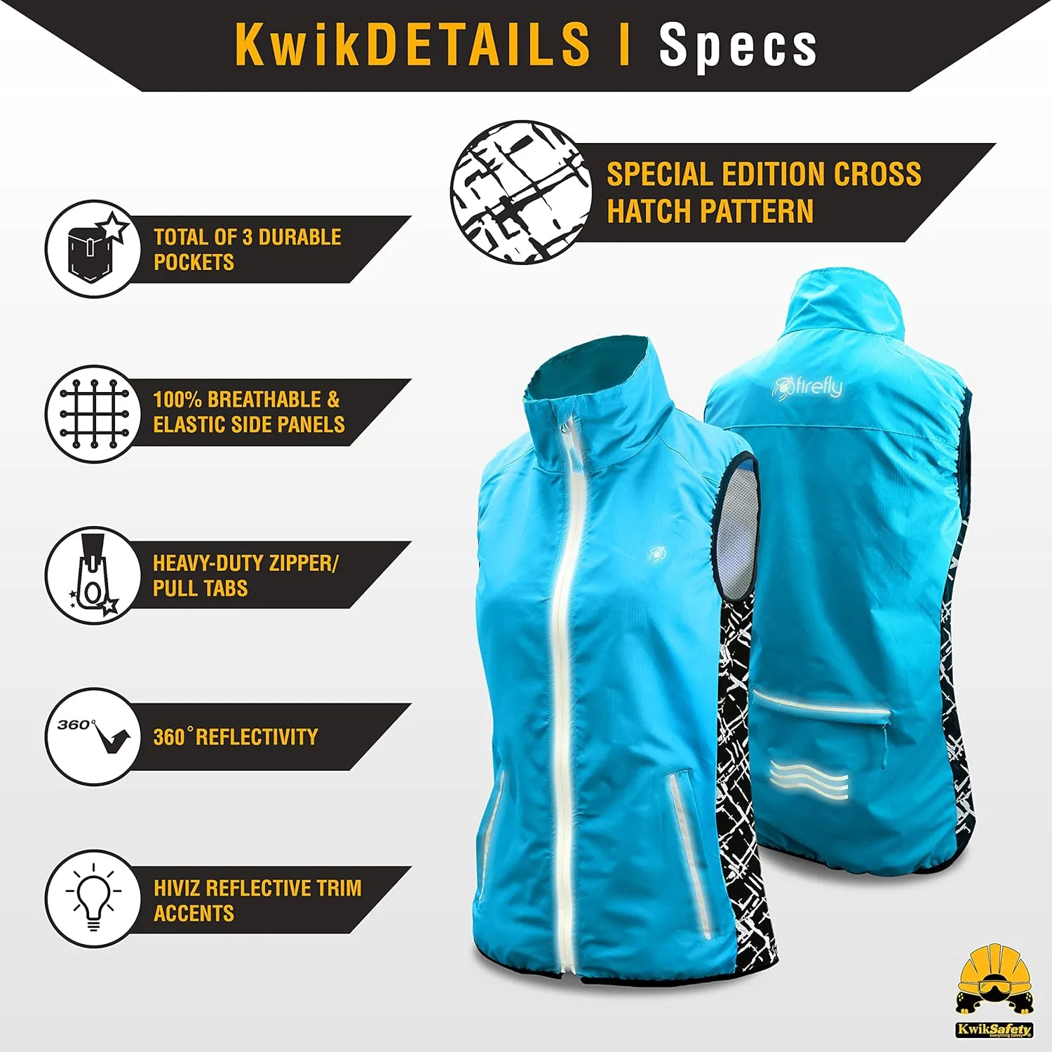 KwikSafety - Charlotte, NC - FIREFLY Women's Athletic Safety Vest | High Visibility Running Cycling Sleeveless Jacket