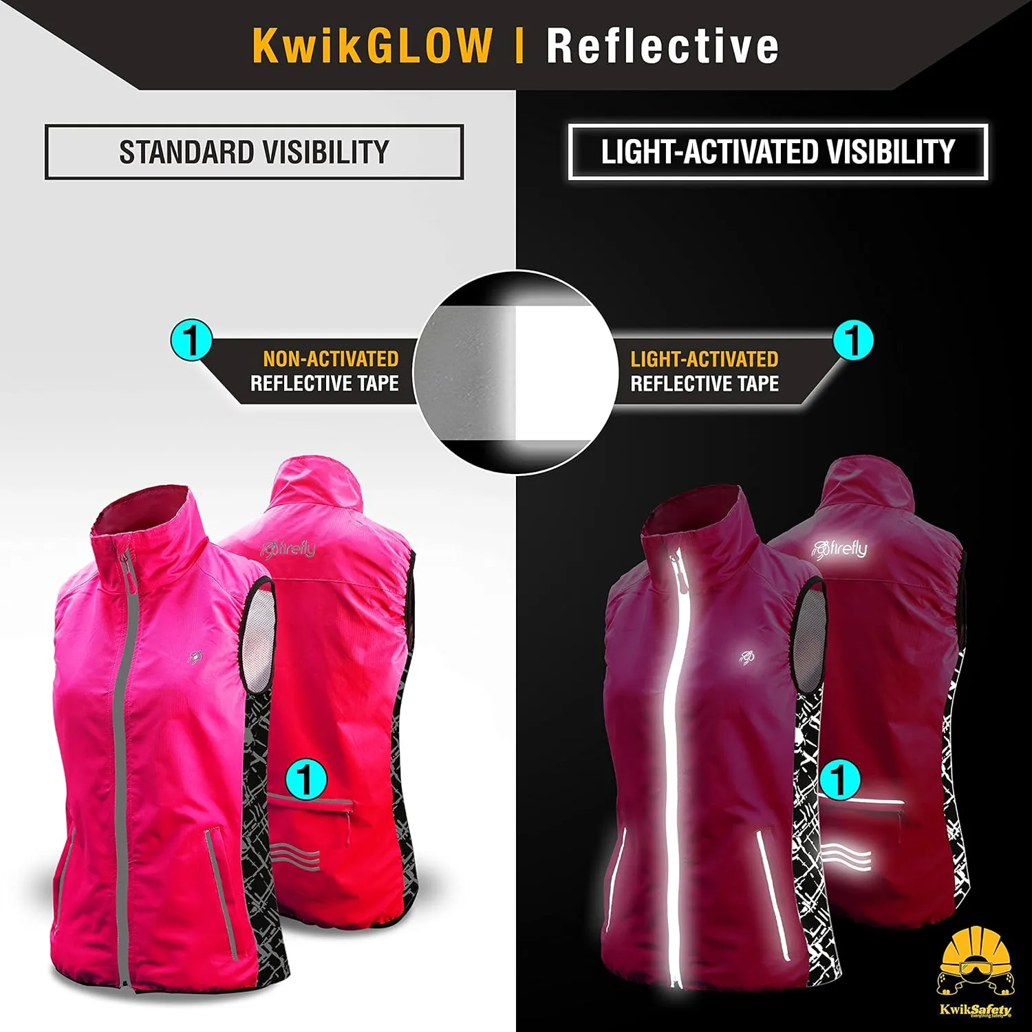 KwikSafety - Charlotte, NC - FIREFLY Women's Athletic Safety Vest | High Visibility Running Cycling Sleeveless Jacket
