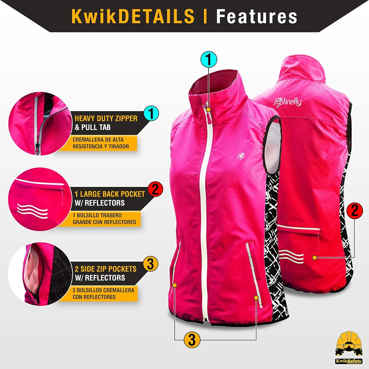 KwikSafety - Charlotte, NC - FIREFLY Women's Athletic Safety Vest | High Visibility Running Cycling Sleeveless Jacket