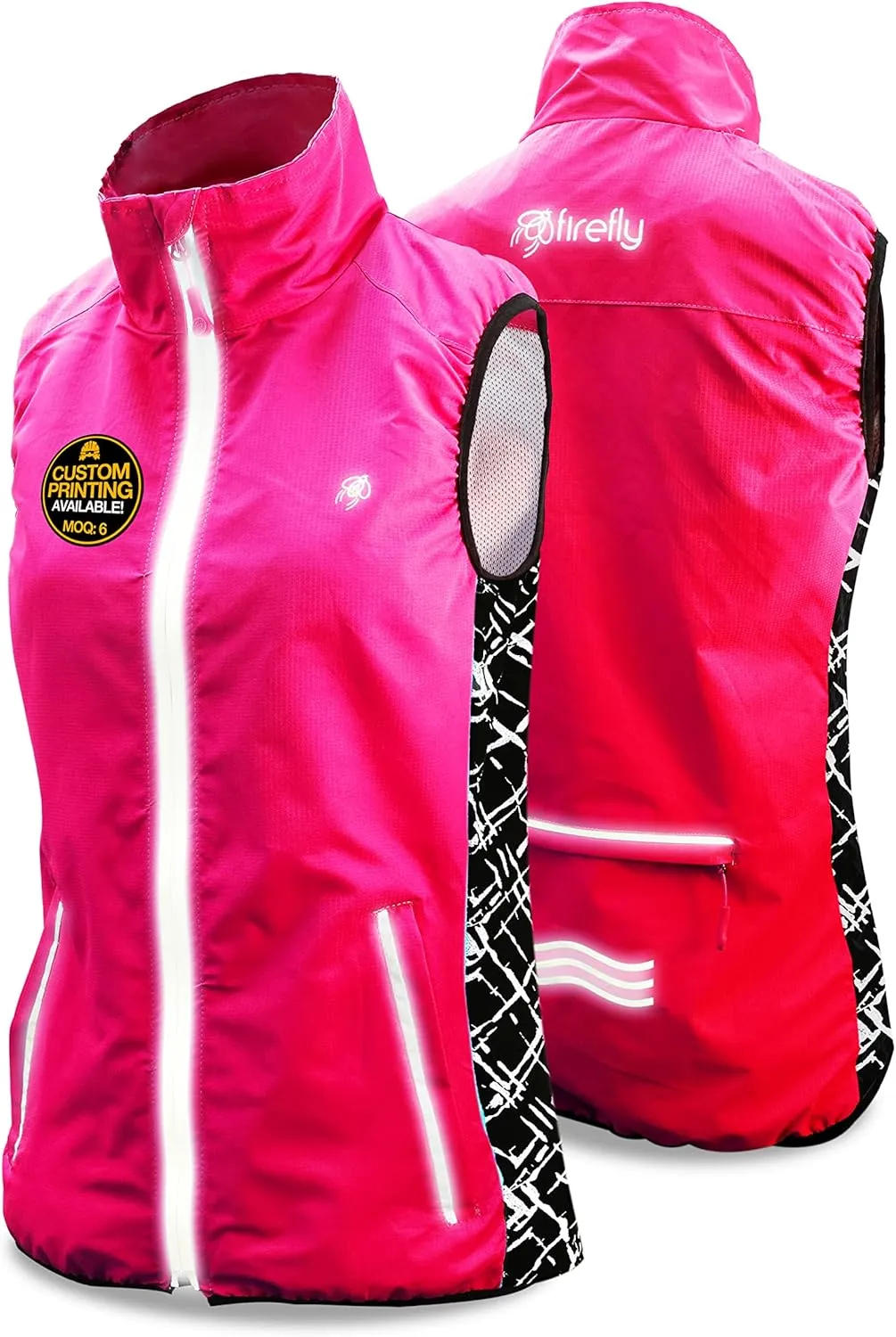 KwikSafety - Charlotte, NC - FIREFLY Women's Athletic Safety Vest | High Visibility Running Cycling Sleeveless Jacket