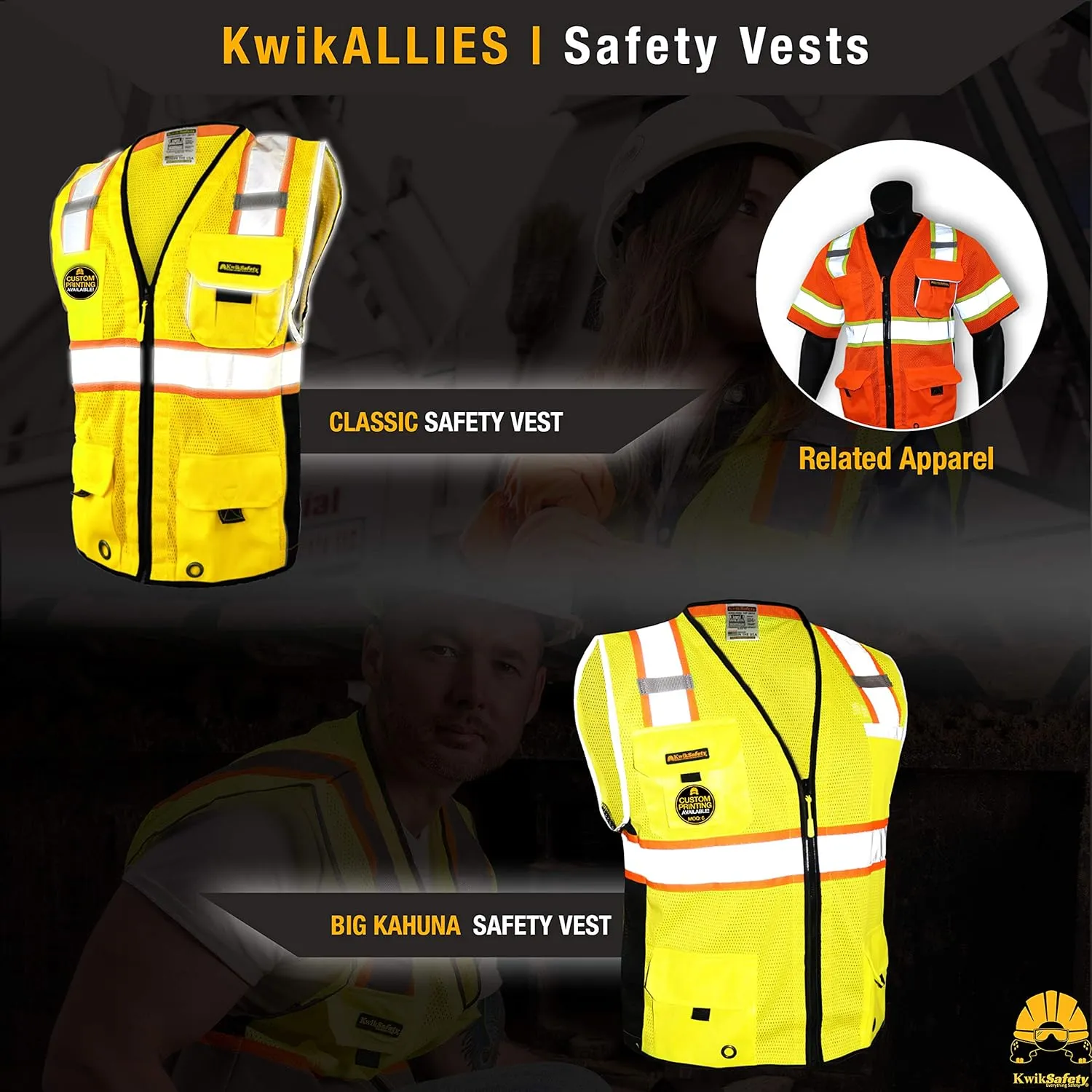 KwikSafety - Charlotte, NC - Men's & Women's Class 3 Safety Vest PPE Hi Vis Reflective ANSI OSHA