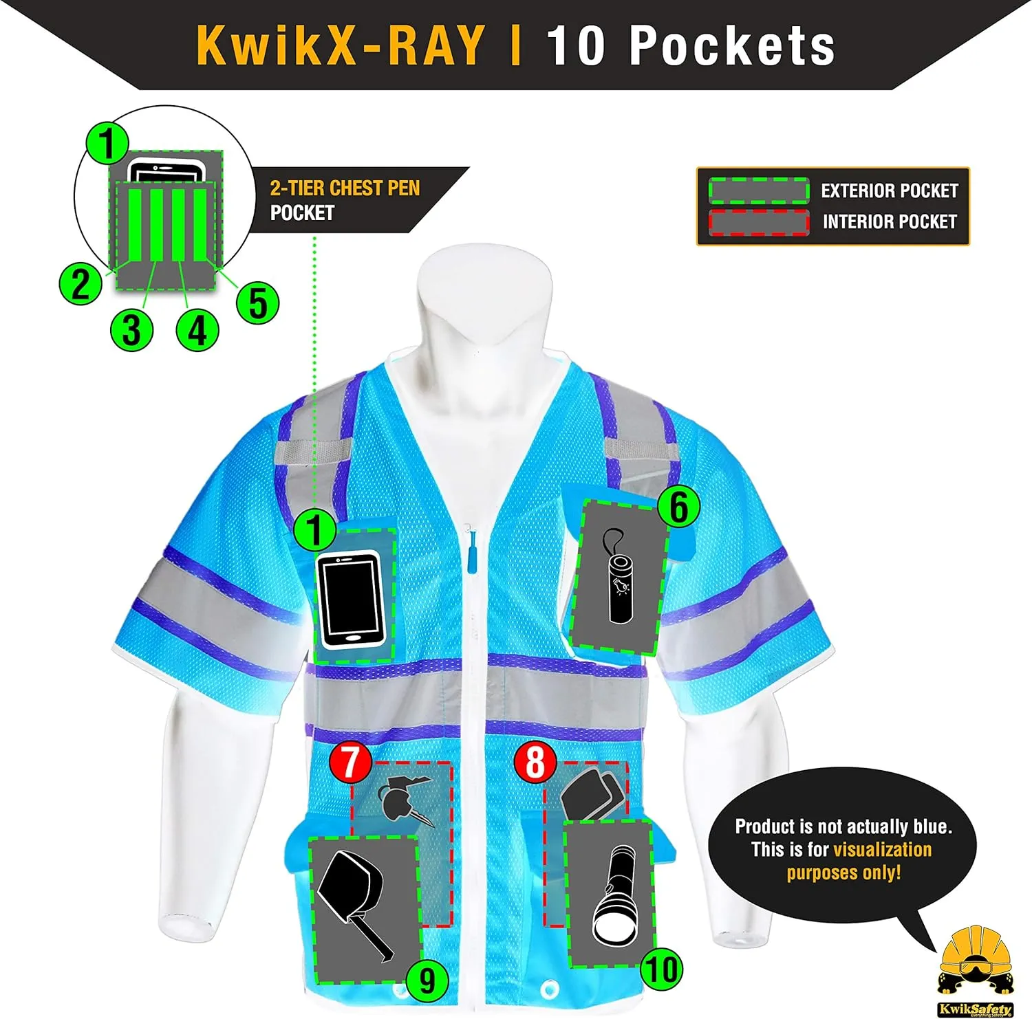 KwikSafety - Charlotte, NC - Men's & Women's Class 3 Safety Vest PPE Hi Vis Reflective ANSI OSHA