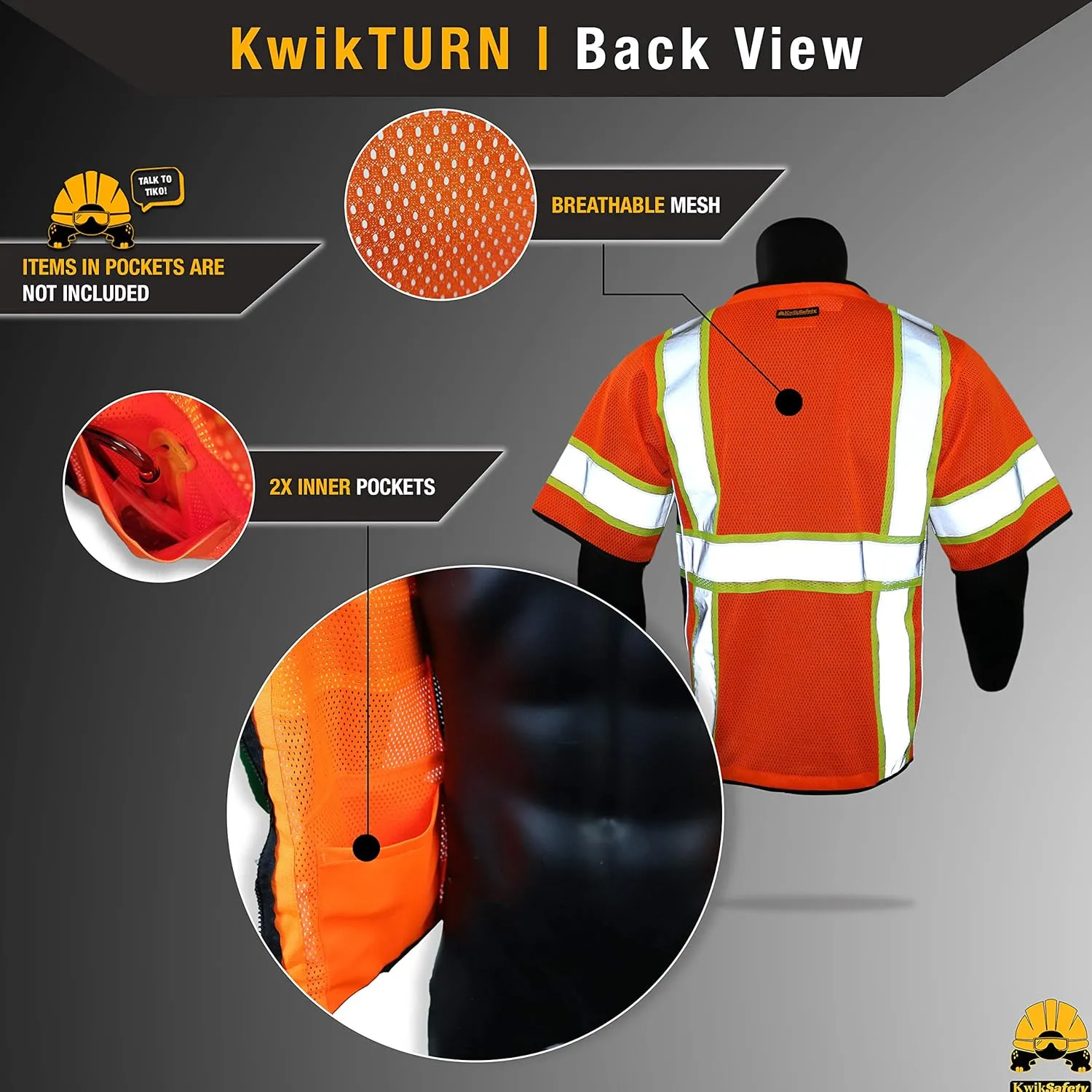 KwikSafety - Charlotte, NC - Men's & Women's Class 3 Safety Vest PPE Hi Vis Reflective ANSI OSHA