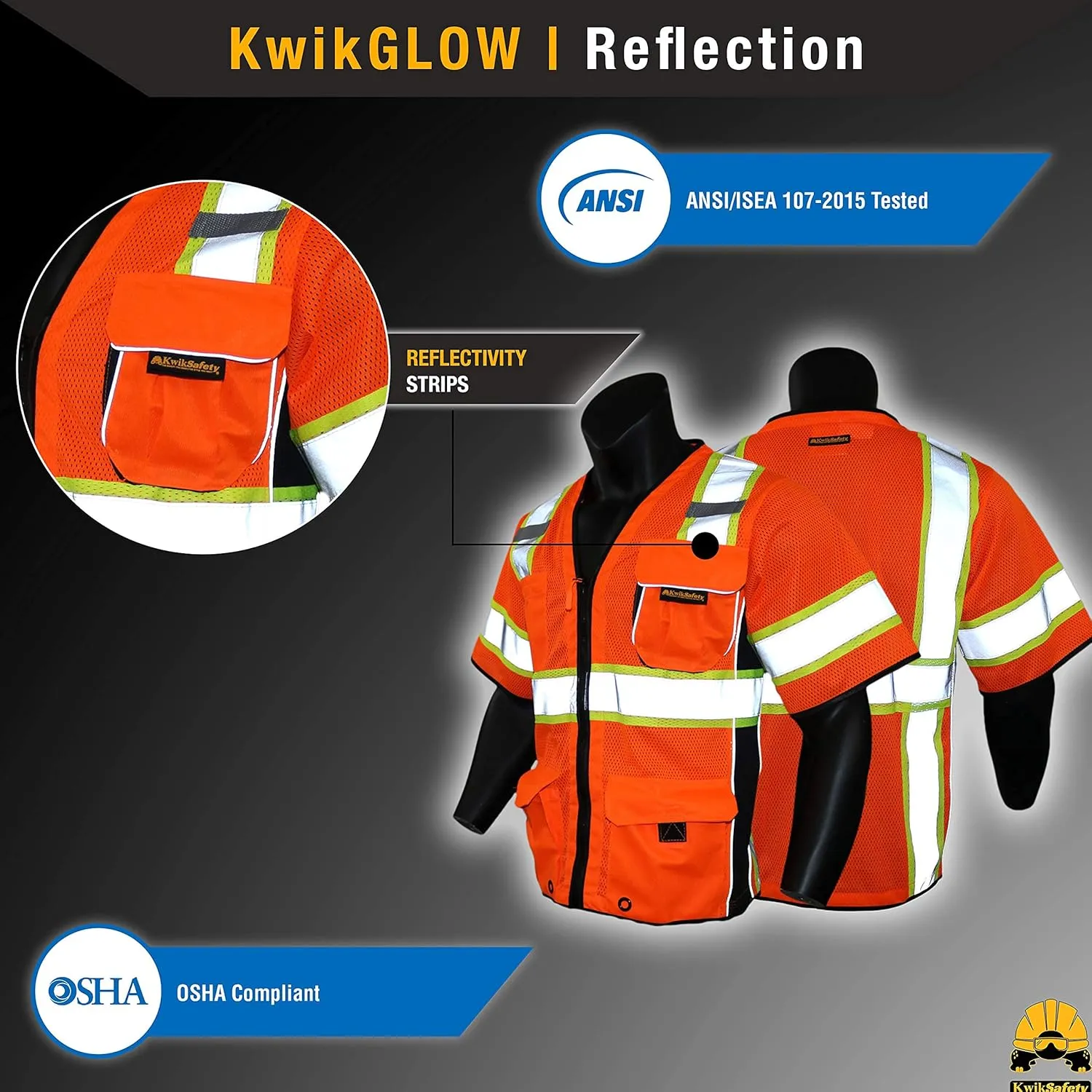 KwikSafety - Charlotte, NC - Men's & Women's Class 3 Safety Vest PPE Hi Vis Reflective ANSI OSHA