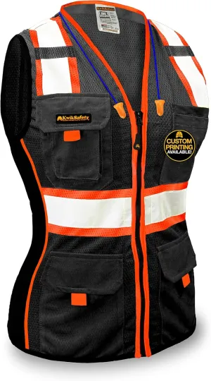 KwikSafety - Charlotte, NC - Multi Color Safety Vest for Women, High Visibility Reflective Strips Premium ANSI Class Unrated