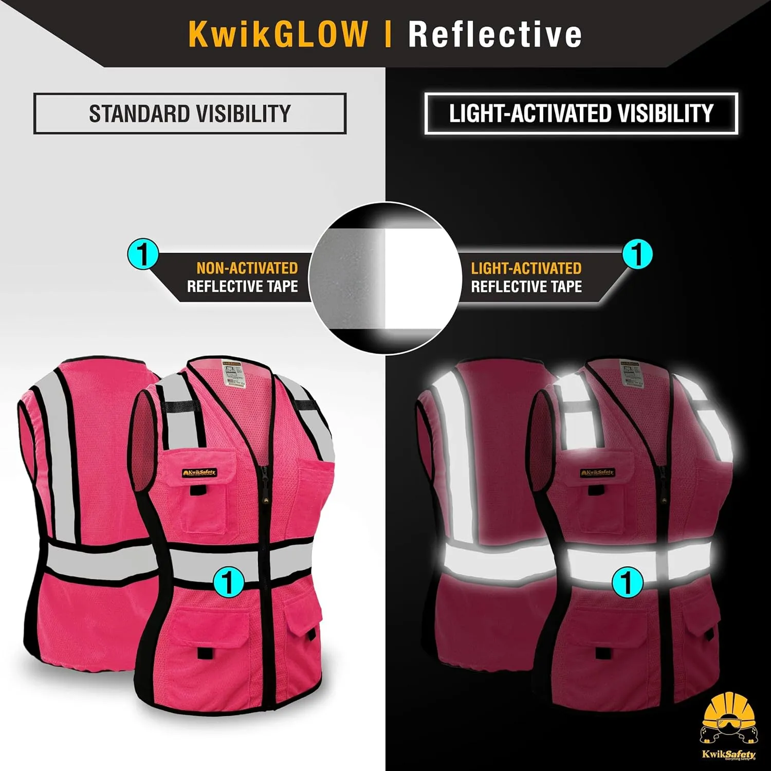 KwikSafety - Charlotte, NC - Multi Color Safety Vest for Women, High Visibility Reflective Strips Premium ANSI Class Unrated
