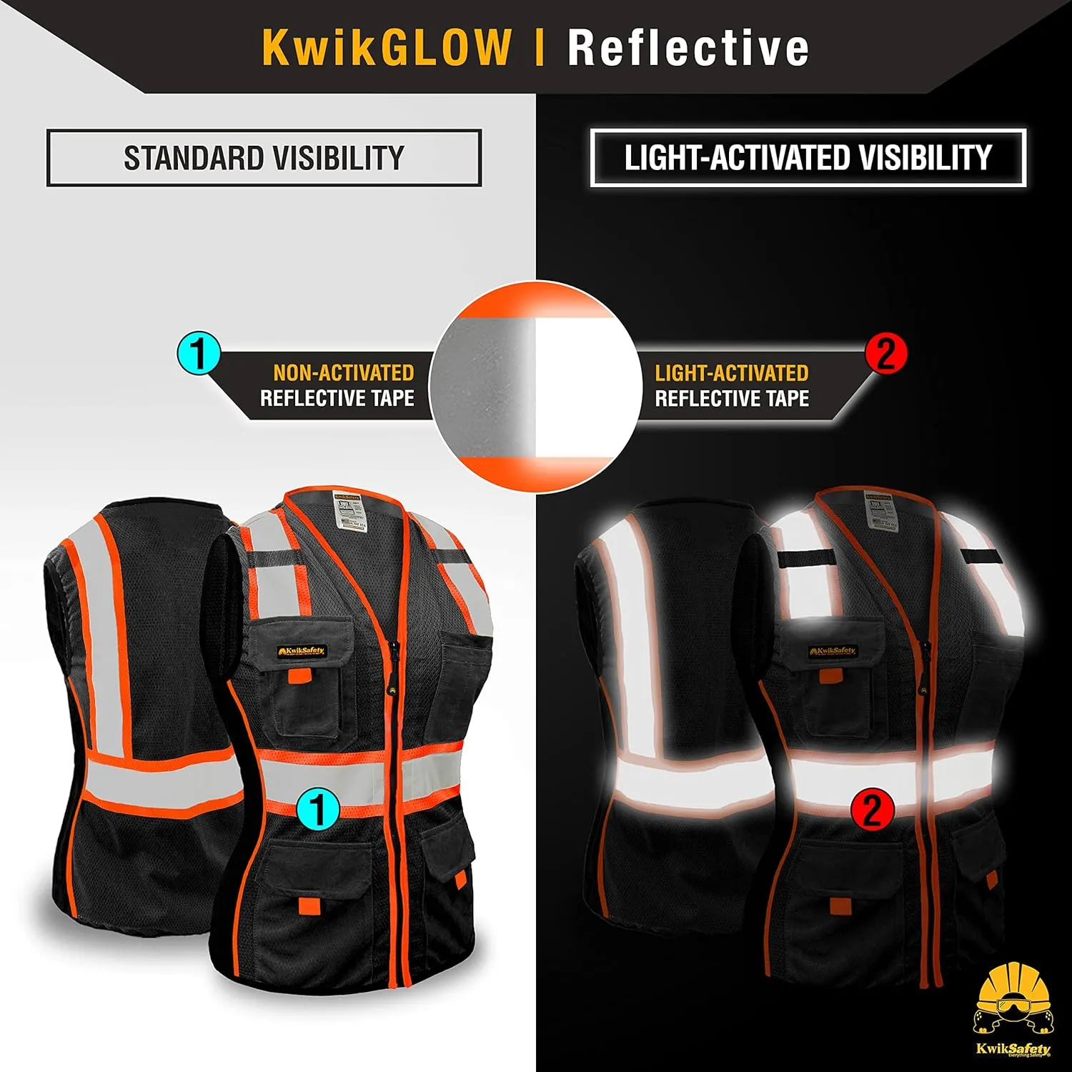 KwikSafety - Charlotte, NC - Multi Color Safety Vest for Women, High Visibility Reflective Strips Premium ANSI Class Unrated