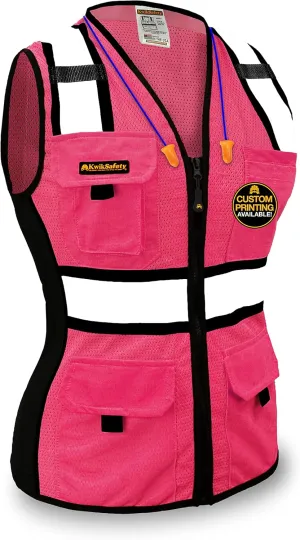 KwikSafety - Charlotte, NC - Multi Color Safety Vest for Women, High Visibility Reflective Strips Premium ANSI Class Unrated