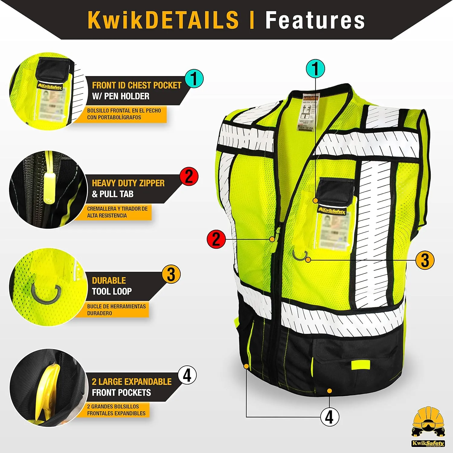 KwikSafety - Charlotte, NC - SHERIFF & SPECIALIST Safety Vest [Multi-Use Pockets & Fishbone Tape] ANSI Tested OSHA