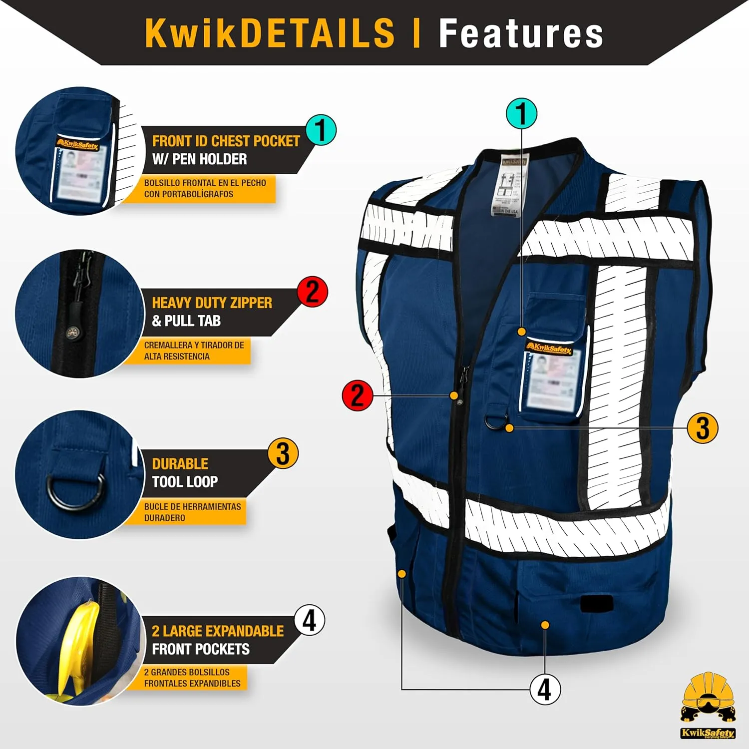 KwikSafety - Charlotte, NC - SHERIFF & SPECIALIST Safety Vest [Multi-Use Pockets & Fishbone Tape] ANSI Tested OSHA