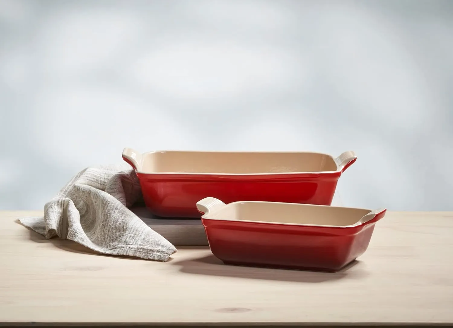 Le Creuset Stoneware Heritage Set 3 Rectangular Dishes, Cerise