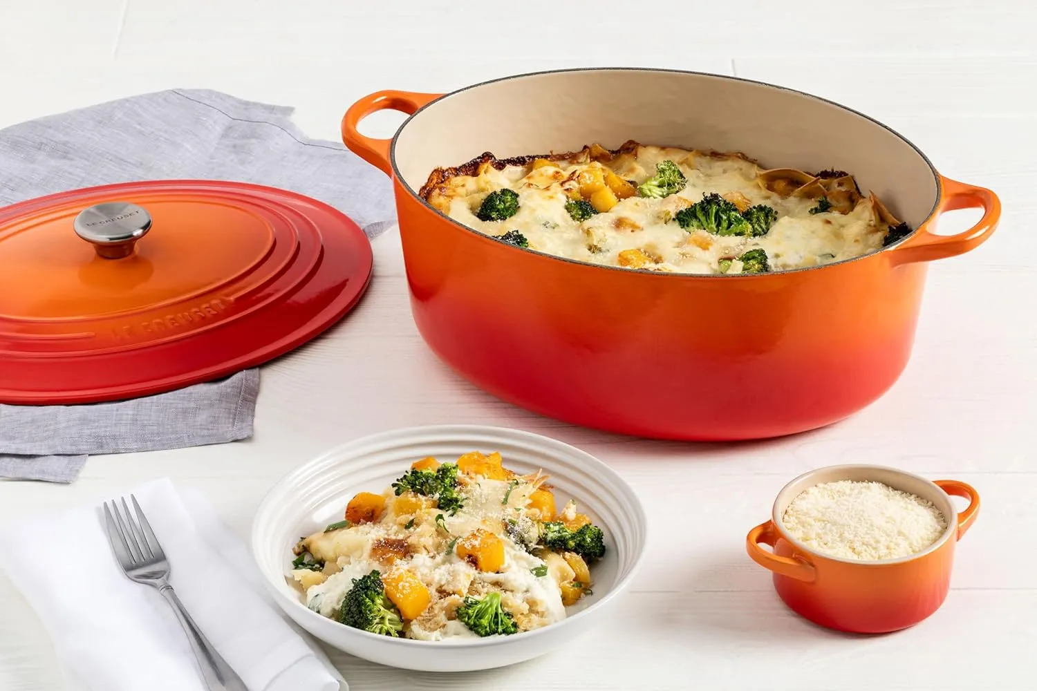 Le Creuset Stoneware Pasta Bowls, White, 9.75", Set of 4