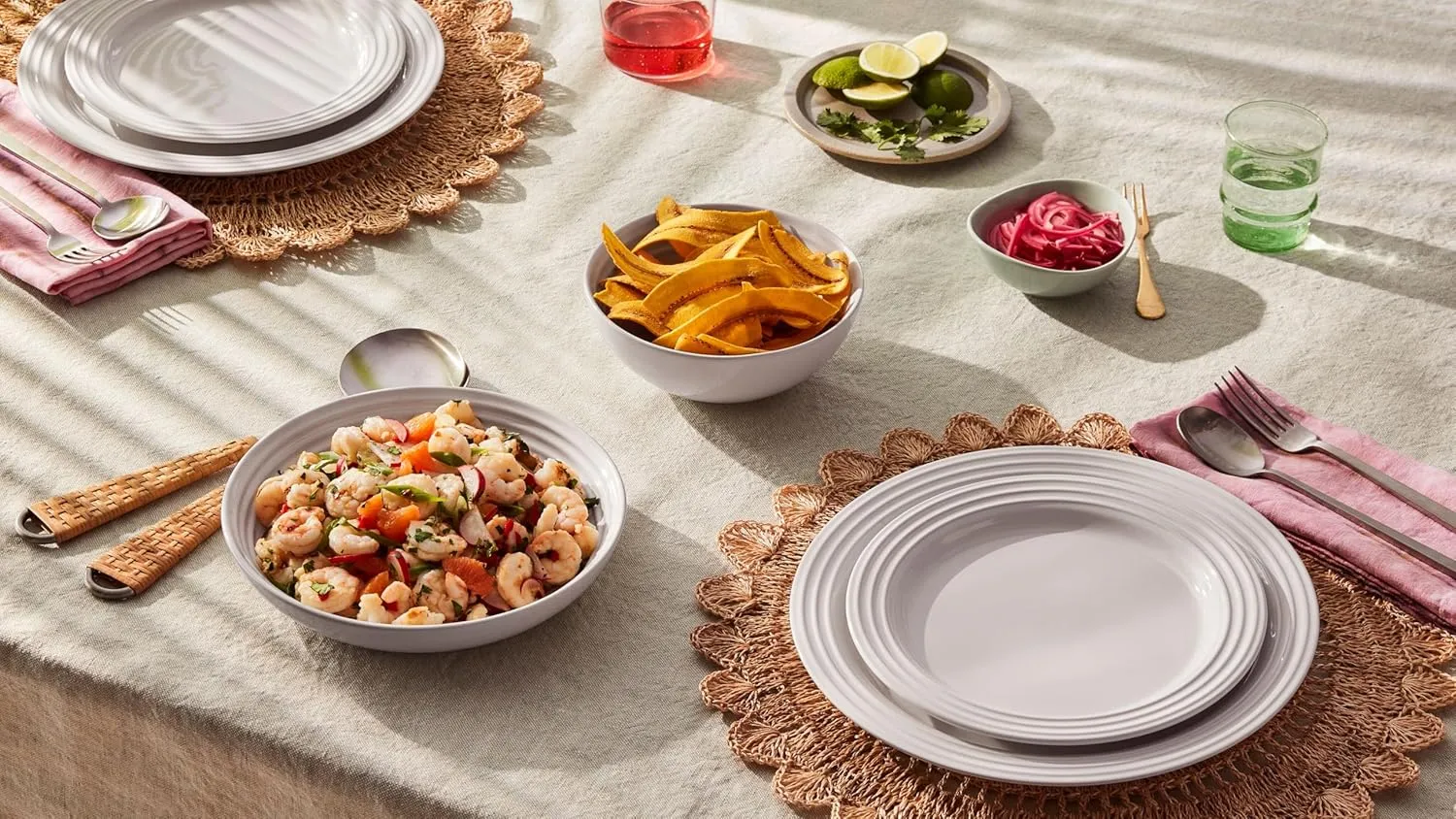 Le Creuset Stoneware Set of 4 Pasta Bowls, 8.5" each, Caribbean