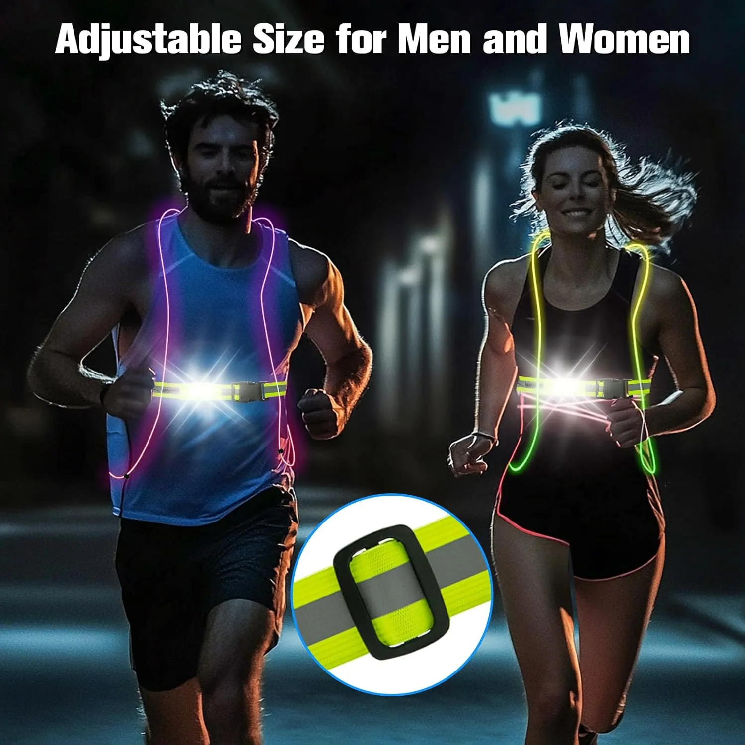 LED Reflective Running Vest for Women and Men, Safety USB Rechargeable Reflective Gear for Night Runners, Bikers, and Walkers
