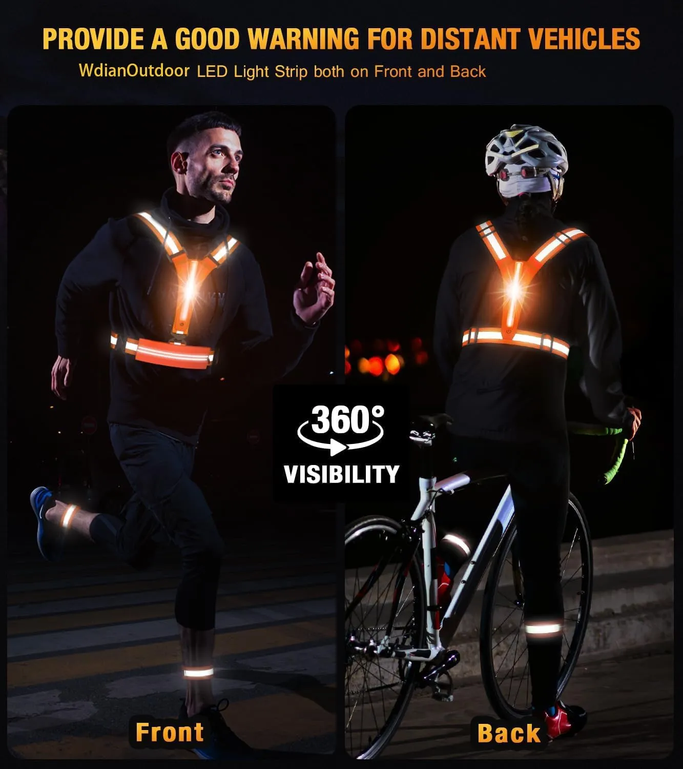 LED Reflective Running Vest Set– High Visibility LED Walking Gear with Portable Bag, Armband for Night Time Safety, Adjustable and Rechargeable Runner Lights for Men and Women