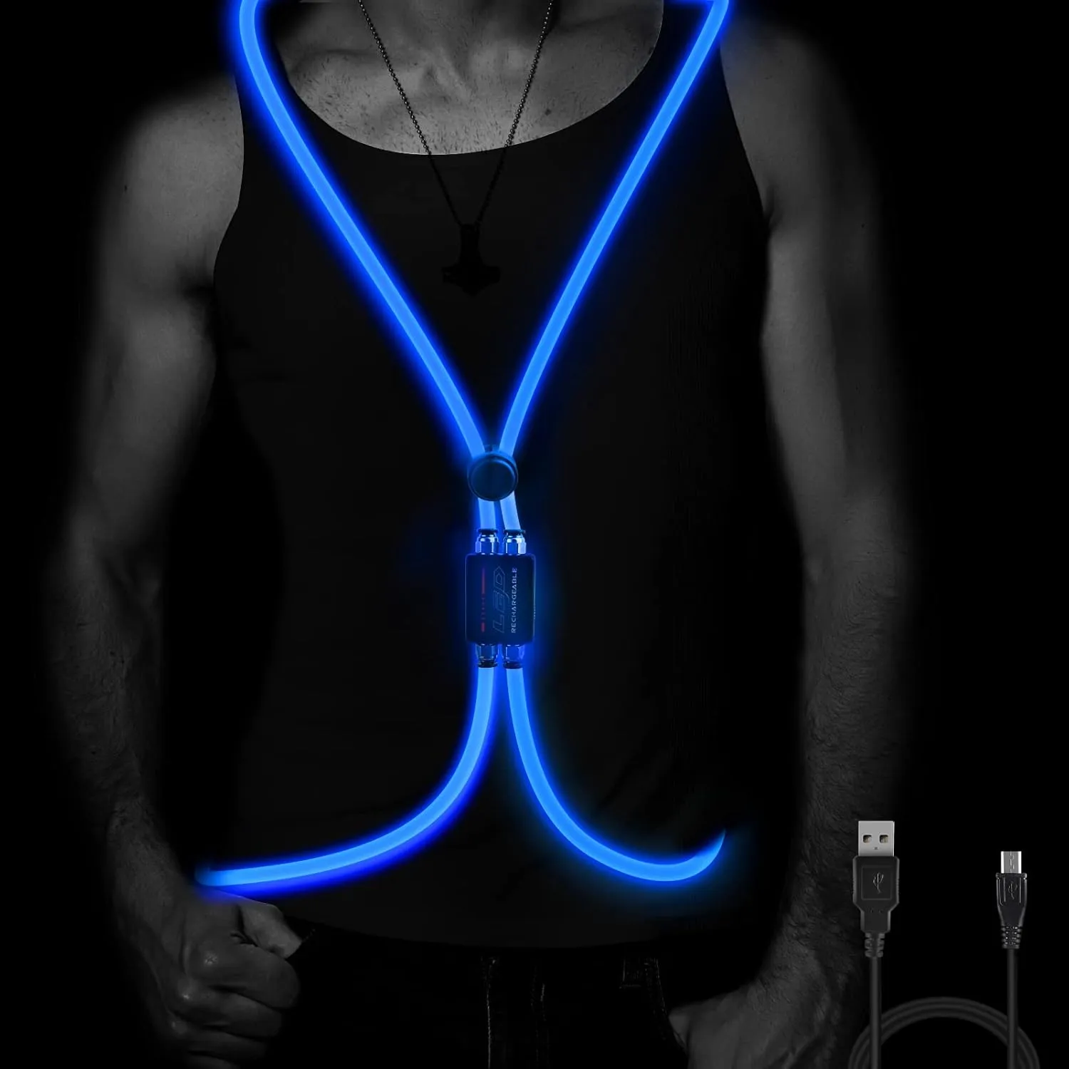 LED Reflective Vest Rechargeable Running Light for Runners High Visibility Safety Vest for Running,Cycling or Walking