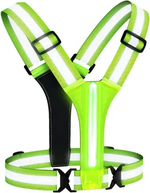 Led Reflective Vest Running Gear, USB Rechargeable LED Light Up Night Reflective Vest with Adjustable Elastic Band