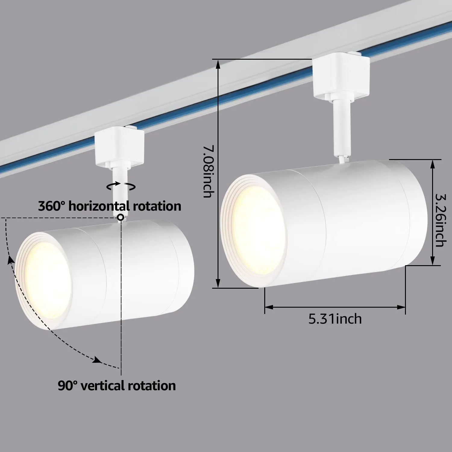 LEONLITE 17.5W LED Track Lighting Heads, H Type Track Light Heads, 38° Dimmable Track Lighting Fixture, CRI90, 1200LM Ultra Bright Spotlight Fixture, 3000K Warm White, Matte White, ETL, Pack of 4