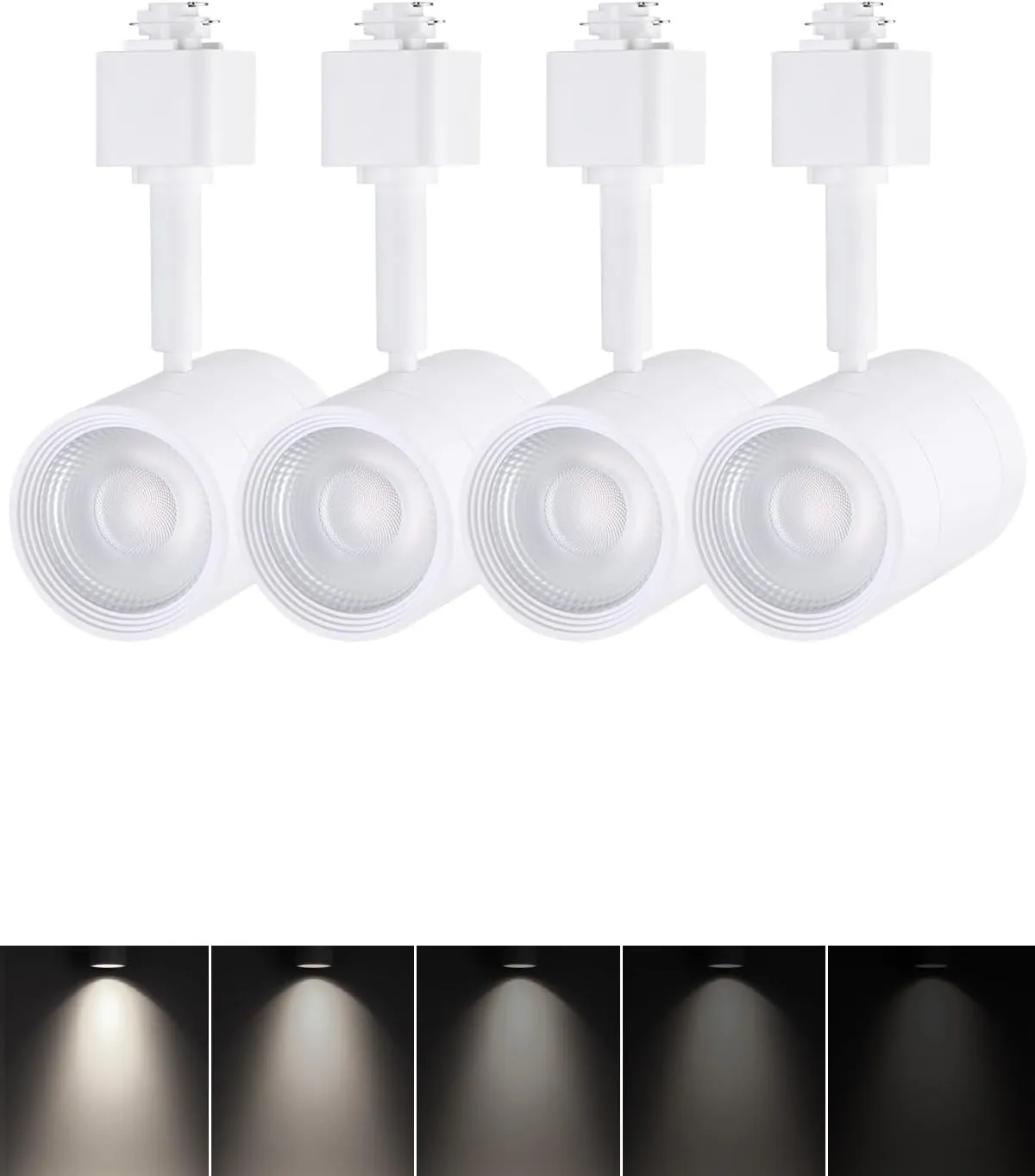 LEONLITE 4-Pack 8.5W LED Track Lighting Heads, CRI90 H Track Lighting, Dimmable Track Light Heads, ETL Listed, 36° H Track Lighting Heads, 4000K Cool White, Matte White