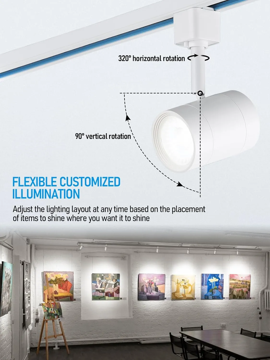 LEONLITE 4-Pack 8.5W LED Track Lighting Heads, CRI90 H Track Lighting, Dimmable Track Light Heads, ETL Listed, 36° H Track Lighting Heads, 4000K Cool White, Matte White