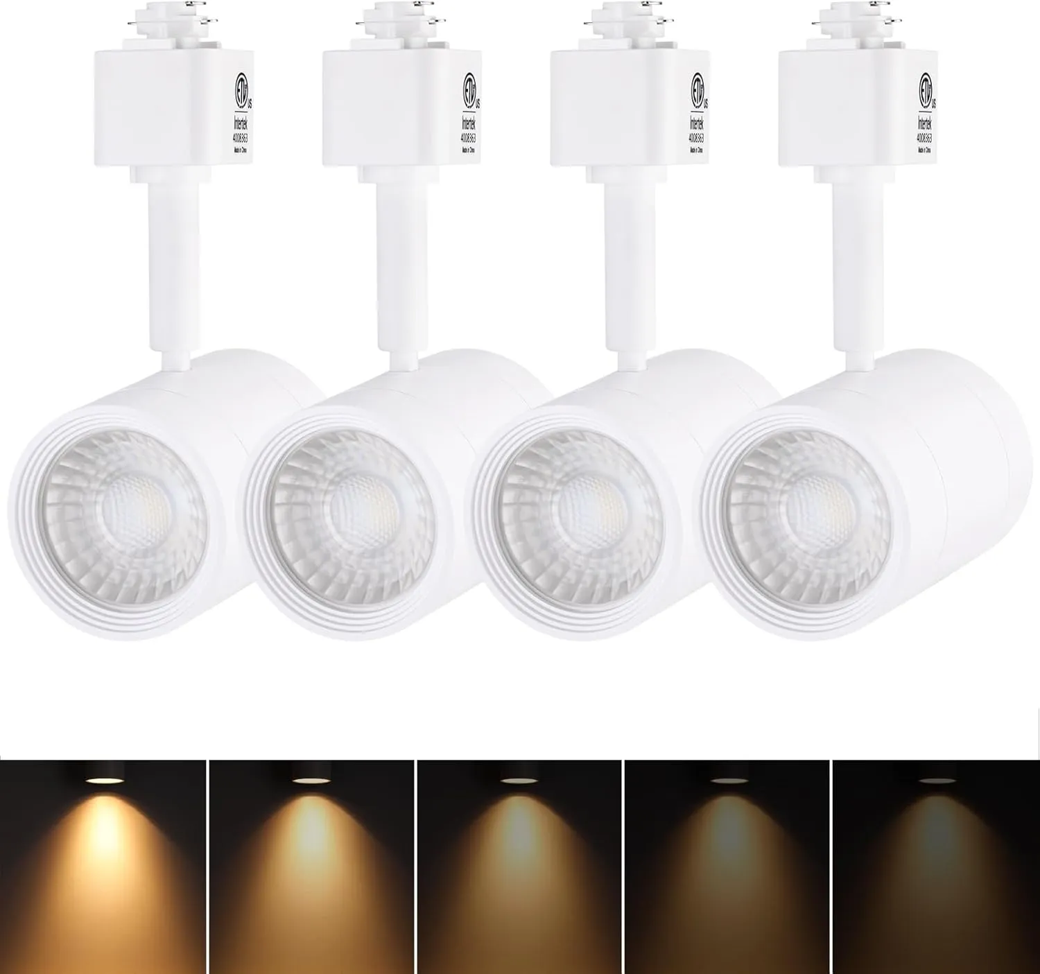 LEONLITE 4-Pack 8.5W LED Track Lighting Heads, CRI90 H Track Lighting, Dimmable Track Light Heads, ETL Listed, 38° H Track Lighting Heads, 2700K Soft White, Matte White