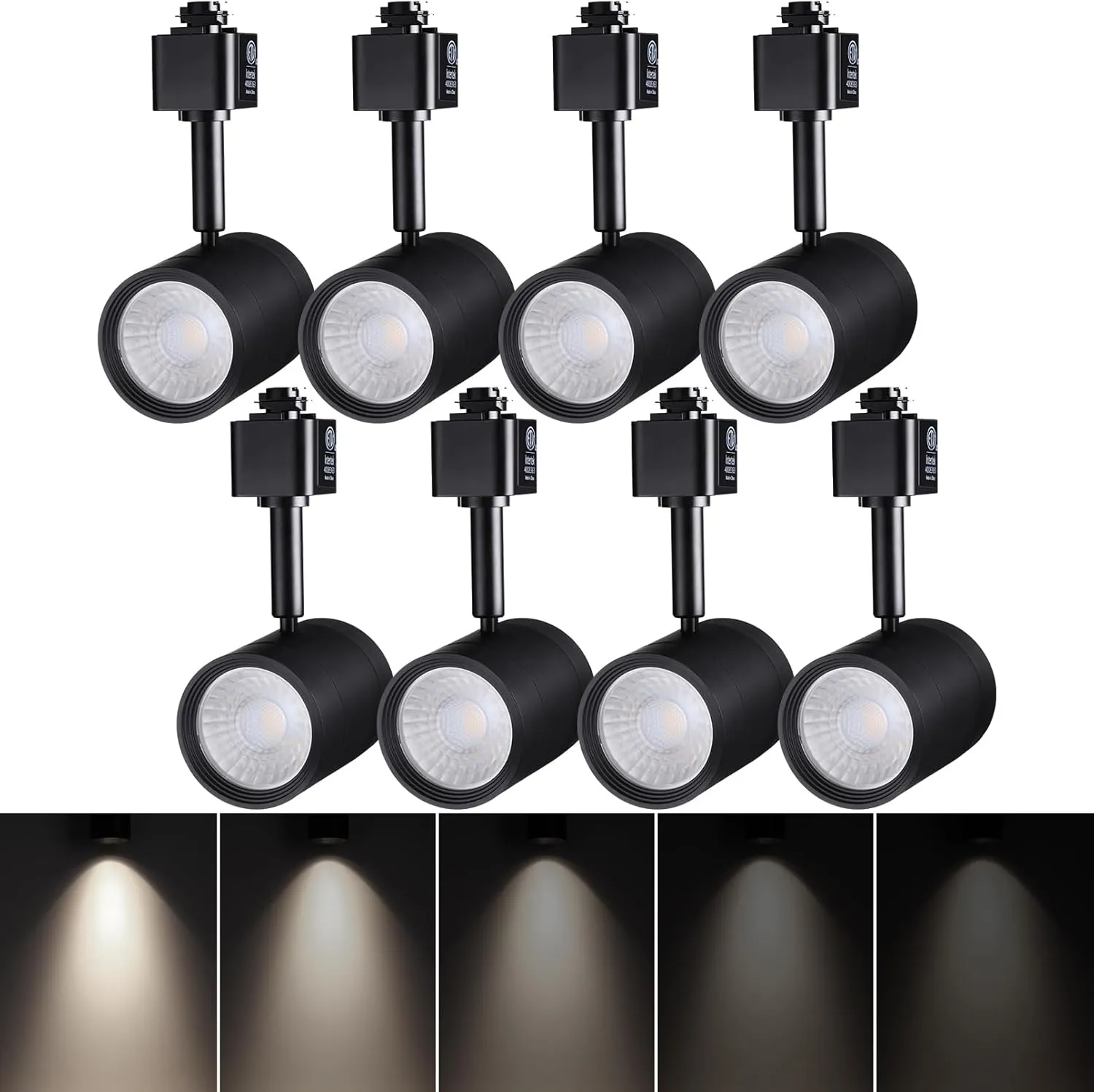 LEONLITE 8-Pack 8.5W LED Track Lighting Heads, 4000K Cool White, 38° H Type Track Light Heads, CRI90  Dimmable LED Track Spotlight Fixtures, Matte Black
