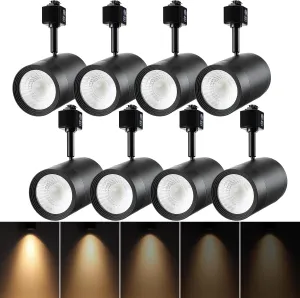 LEONLITE 8-Pack LED Track Lighting Heads, 3000K Warm White, 38° H Type Track Light Heads, CRI90 , 1200LM Ultra Bright Spotlight Fixtures, Matte Black
