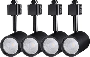 LEONLITE 8.5W LED Track Lighting Heads, H Type Track Light Heads, 38° Dimmable Track Lighting Fixture Ceiling, CRI90 Spotlight Fixture, 4000K Cool White, Matte Black, ETL Listed, Pack of 4