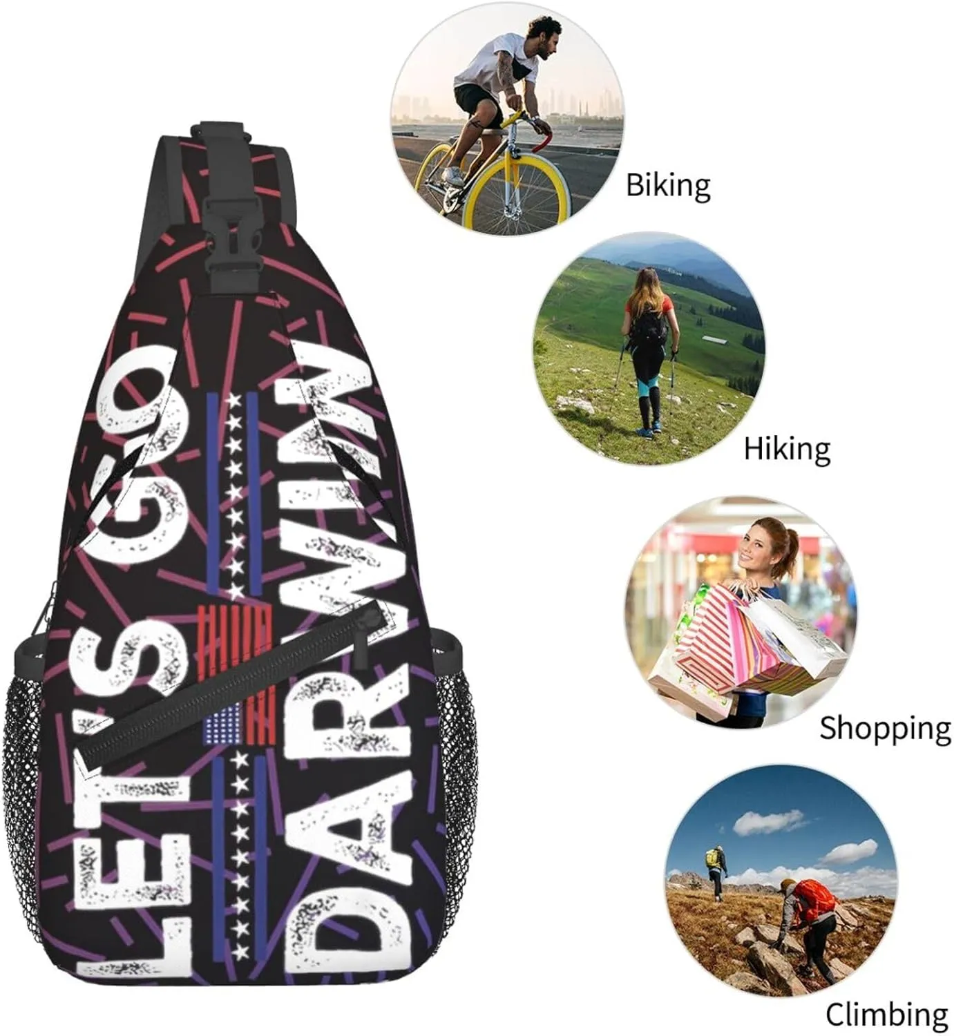 Lets Go Darwin Small Crossbody Backpack Sling Bag For Men Women Mini One Shoulder Chest Bags Gym Sport Travel Hiking Daypack