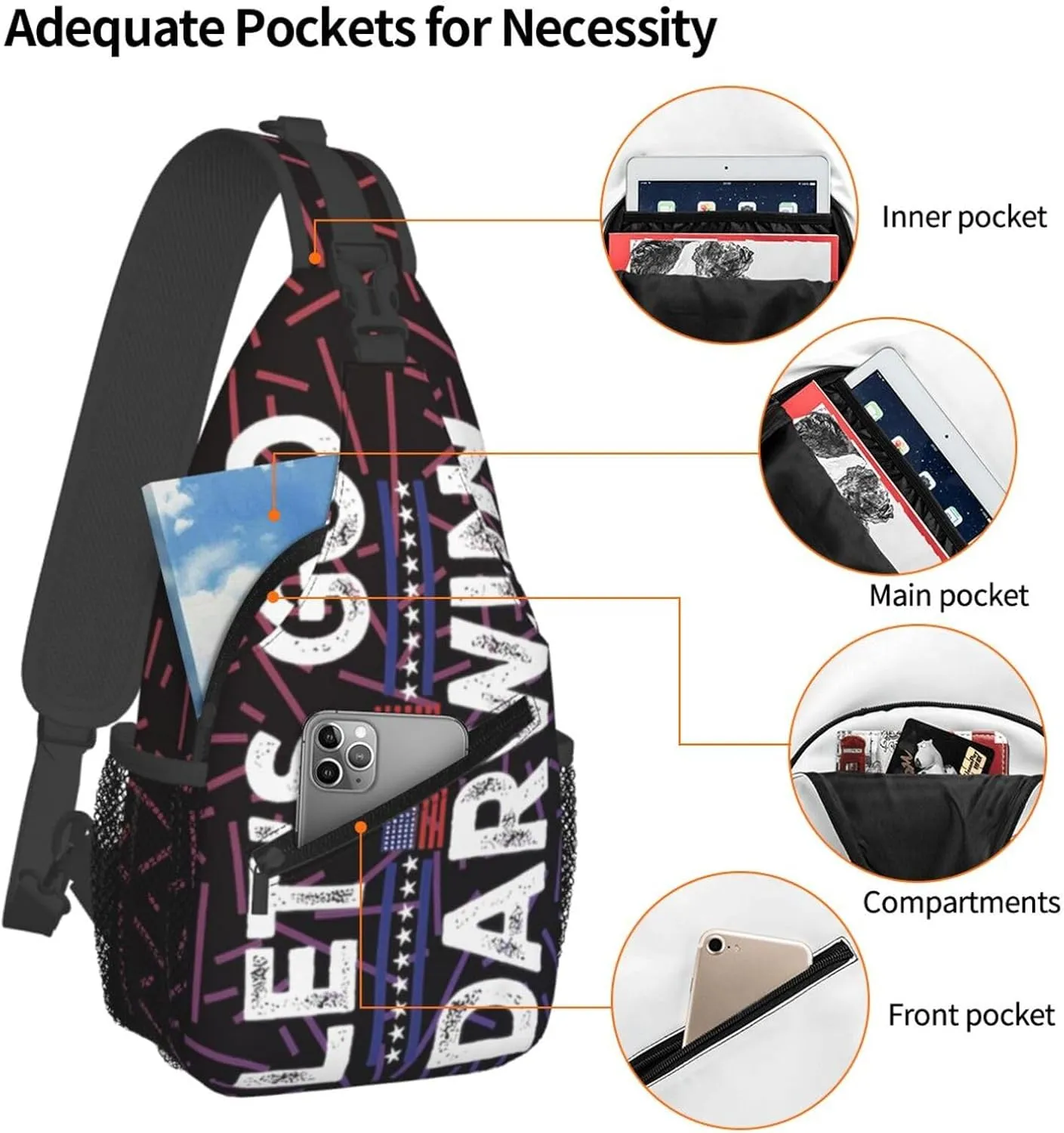 Lets Go Darwin Small Crossbody Backpack Sling Bag For Men Women Mini One Shoulder Chest Bags Gym Sport Travel Hiking Daypack