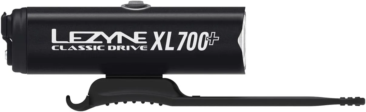 LEZYNE Classic Drive 700XL Bicycle USB Rechargeable IPX7 White LED Front Light w/Multiple Solid & Flash Modes | Integrated Versatile Strap Mount Compatible with Handlebars, 700 Lumens
