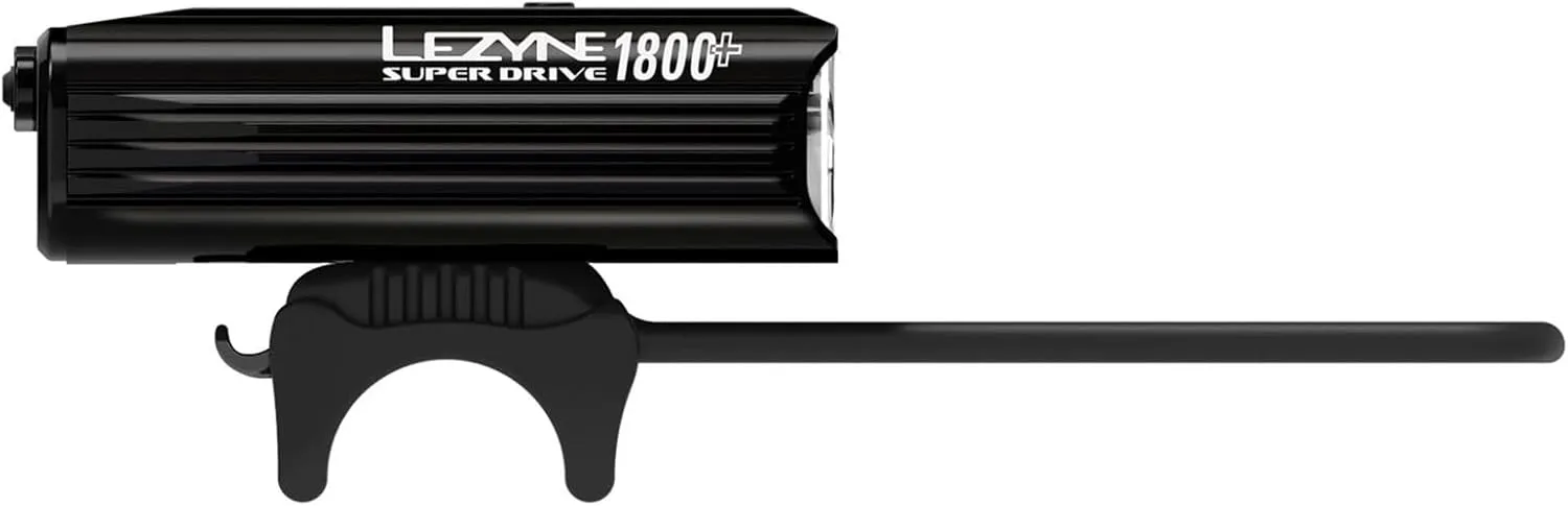 LEZYNE Super Drive Bicycle USB Rechargeable IPX7 White LED Front Light with Multiple Solid & Flash Modes | Integrated Silicone Rubber Strap Mount | Smart Connect | 1600/1800 Lumens Options