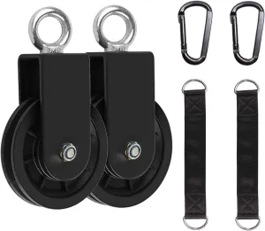 LFJ Cable Pulley with Swing Strap Carabiner Gym Pulley Wheel Set for LAT Pulley System DIY Pull Down Attachment,Ladder Lift,Home Gym Equipment