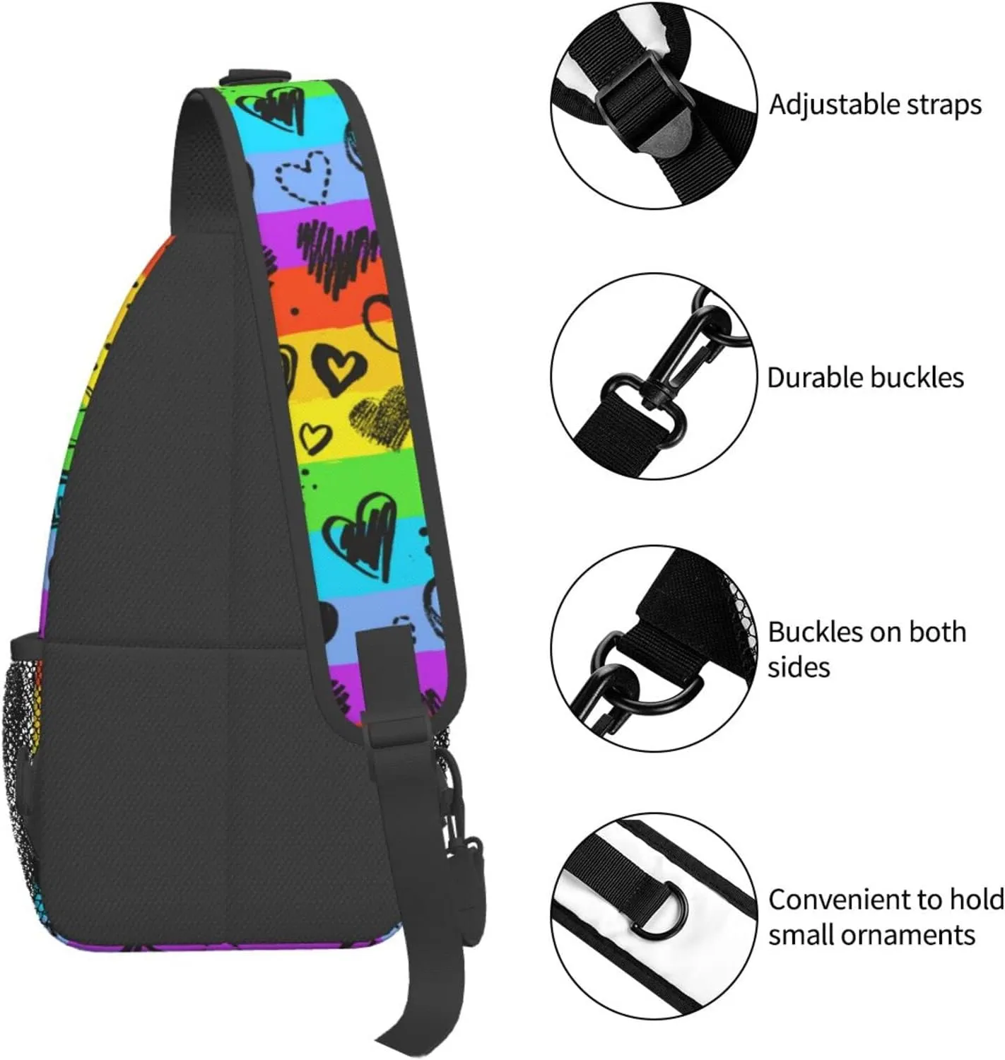 LGBT Gay Pride Sling Bag,Multipurpose Crossbody Backpack Shoulder Chest Bag for Women Men Travel Hiking Daypack